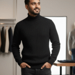 Turtleneck Sweatshirt Black Men's Winter Turtleneck Sweatshirt