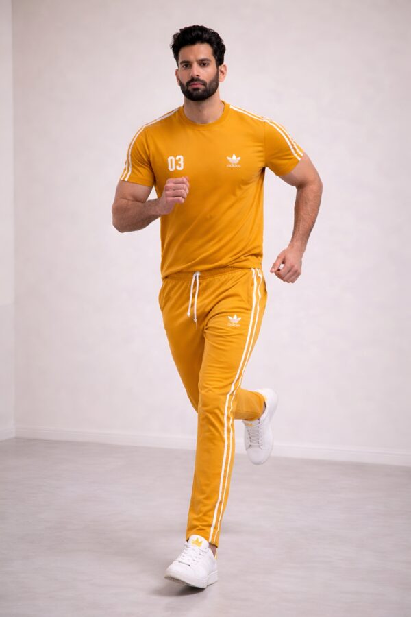 Mustard Half Sleeve Track Suit Set