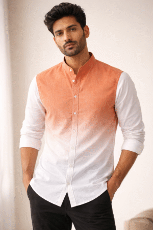 Ombre Mandarin Collar Shirt