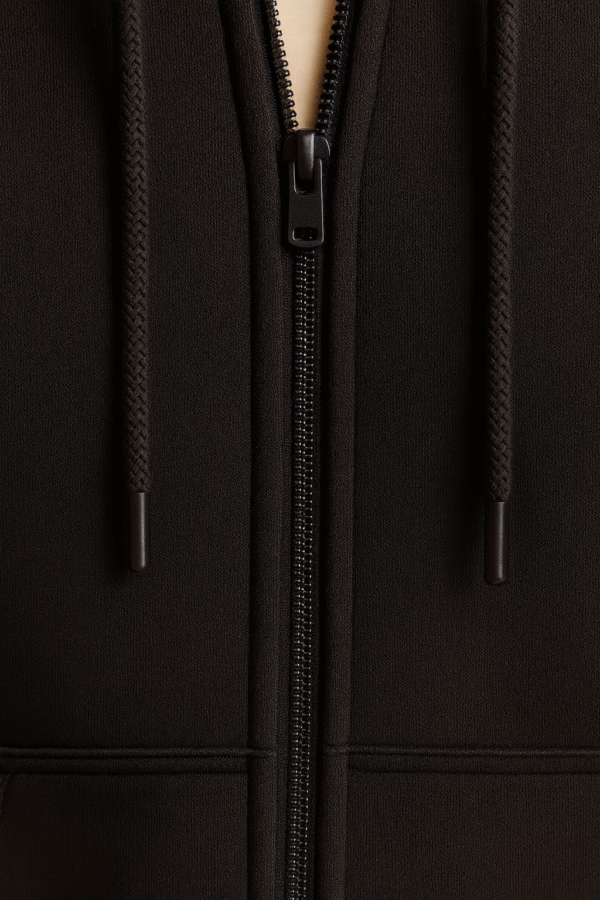 BLACK ZIP-UP HOODIE