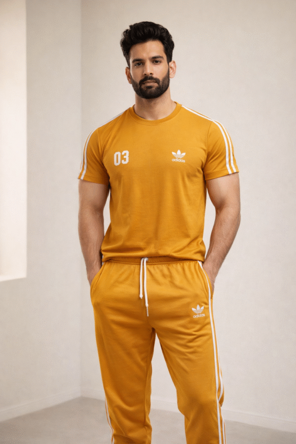 Mustard Half Sleeve Track Suit Set