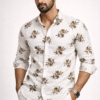 OFF-WHITE FLORAL PRINTED CASUAL SHIRT
