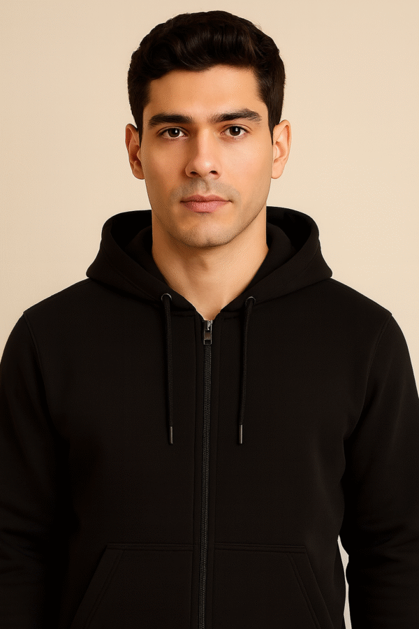 BLACK ZIP-UP HOODIE