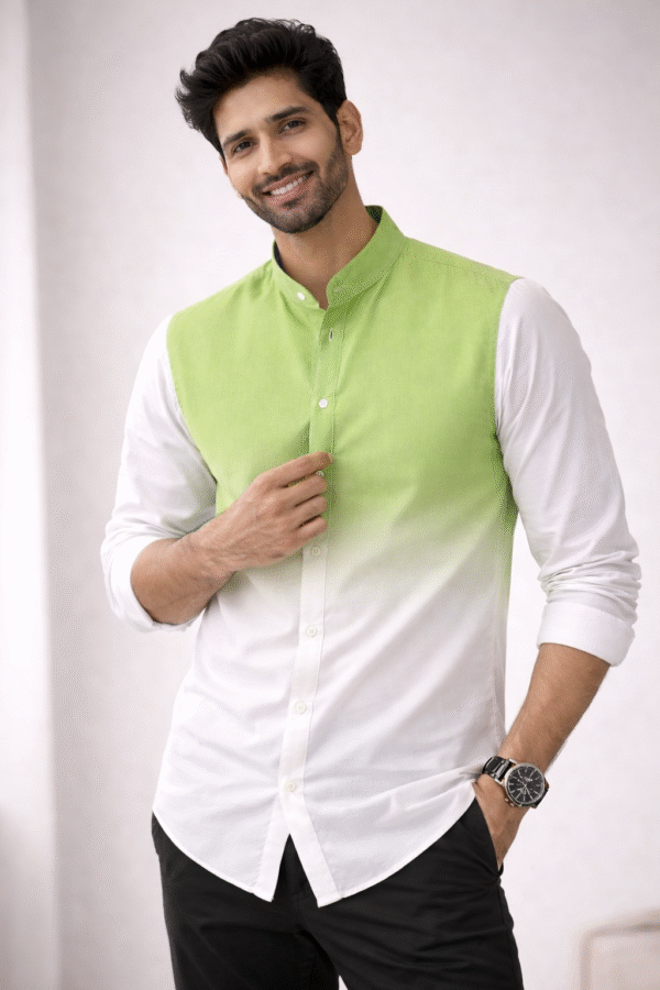 Ombre Mandarin Collar Shirt