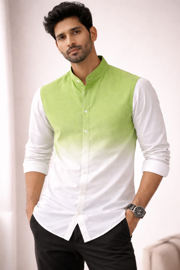 Ombre Mandarin Collar Shirt