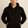 BLACK ZIP-UP HOODIE