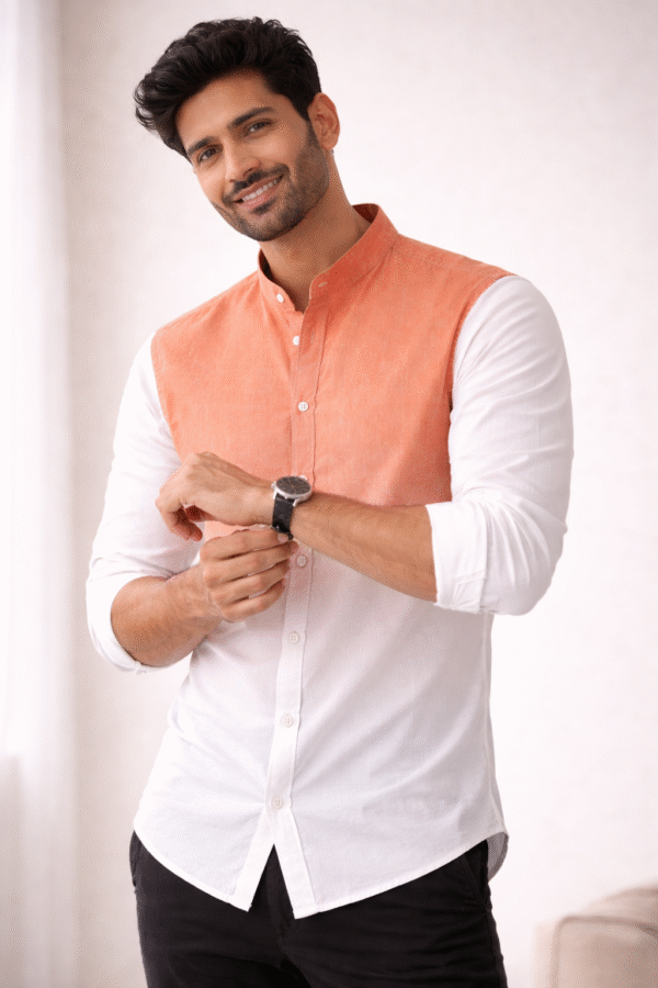 Ombre Mandarin Collar Shirt