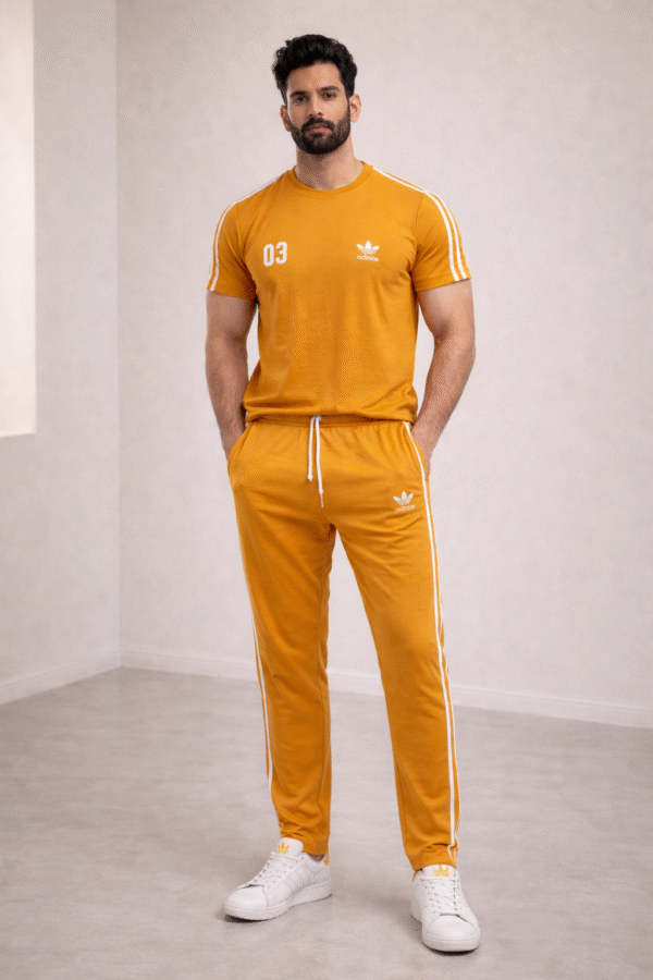 Mustard Half Sleeve Track Suit Set