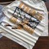 Cream/Off-White Printed Drop-Shoulder Tshirt