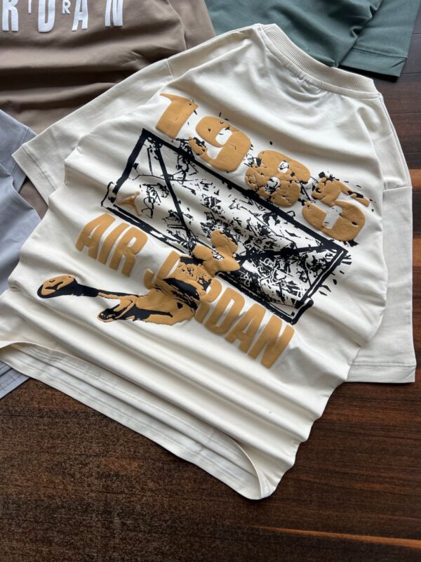 Cream/Off-White Printed Drop-Shoulder Tshirt