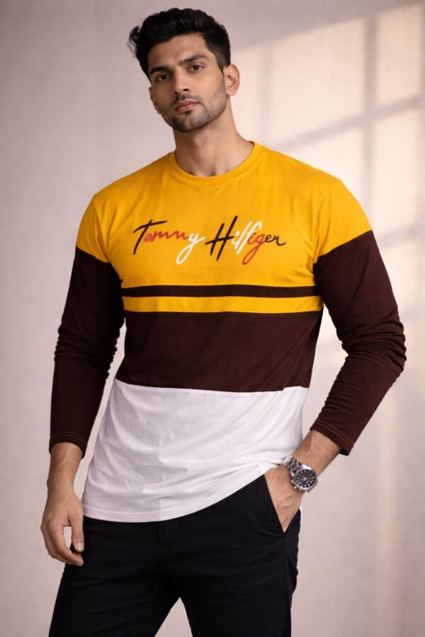 Mustard + Brown + White Full Sleeve Tshirt