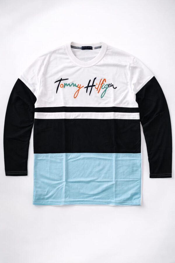 White+Black+Sky Blue Full Sleeve Tshirt