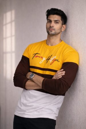 Mustard + Brown + White Full Sleeve Tshirt