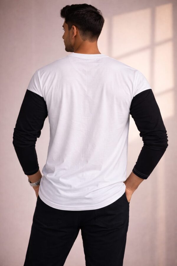 White+Black+Sky Blue Full Sleeve Tshirt
