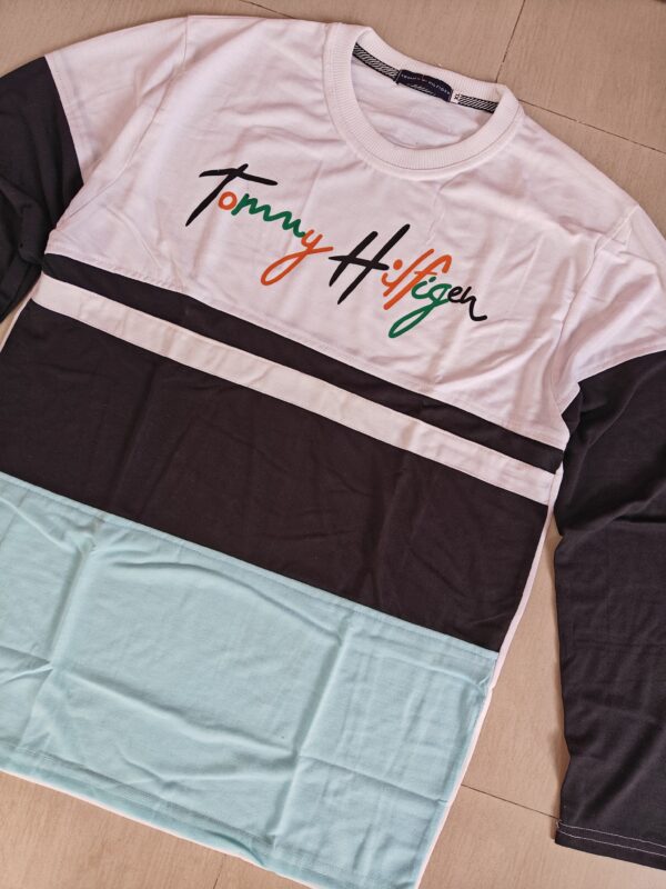 White+Black+Sky Blue Full Sleeve Tshirt