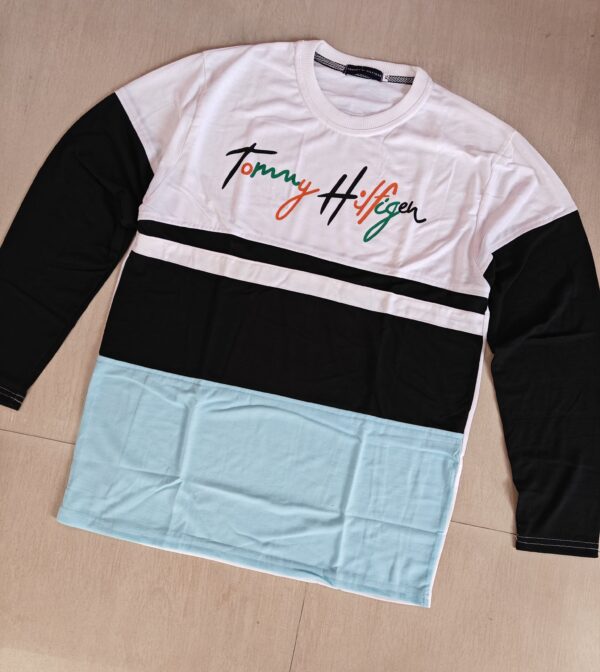 White+Black+Sky Blue Full Sleeve Tshirt