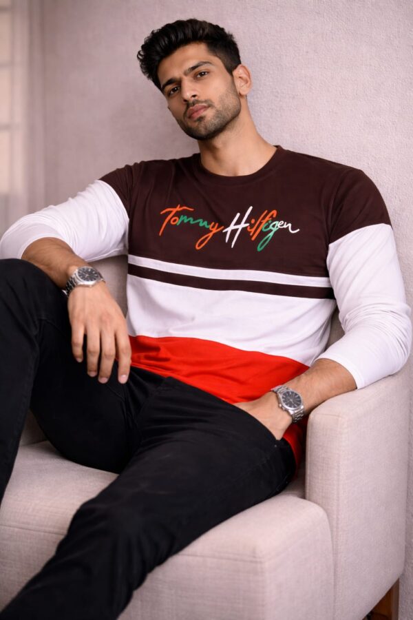 Brown+White+Red Full Sleeve Tshirt