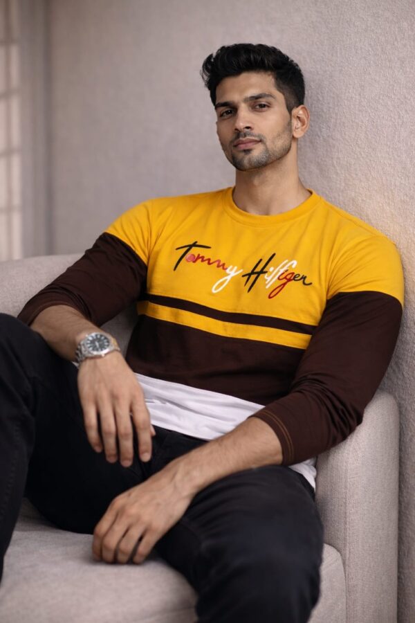 Mustard + Brown + White Full Sleeve Tshirt