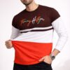 Brown+White+Red Full Sleeve Tshirt