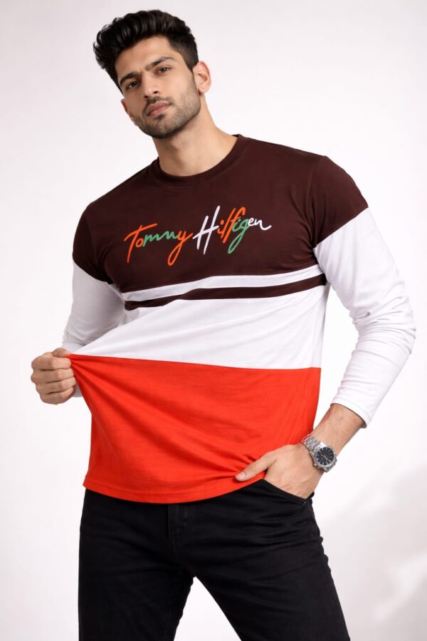 Brown+White+Red Full Sleeve Tshirt