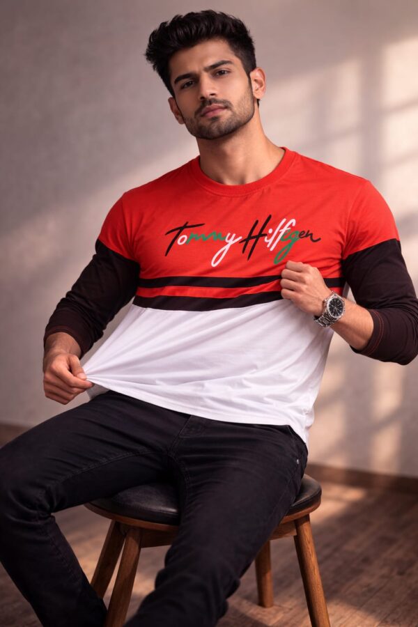 Red+Black+White Full Sleeve Tshirt