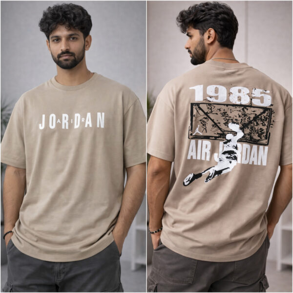 Beige/Sand Printed Drop-Shoulder Tshirt