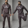 Charcoal Brown Sports Hoodie Tracksuit Set