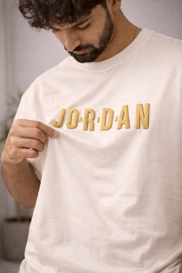 Cream/Off-White Printed Drop-Shoulder Tshirt