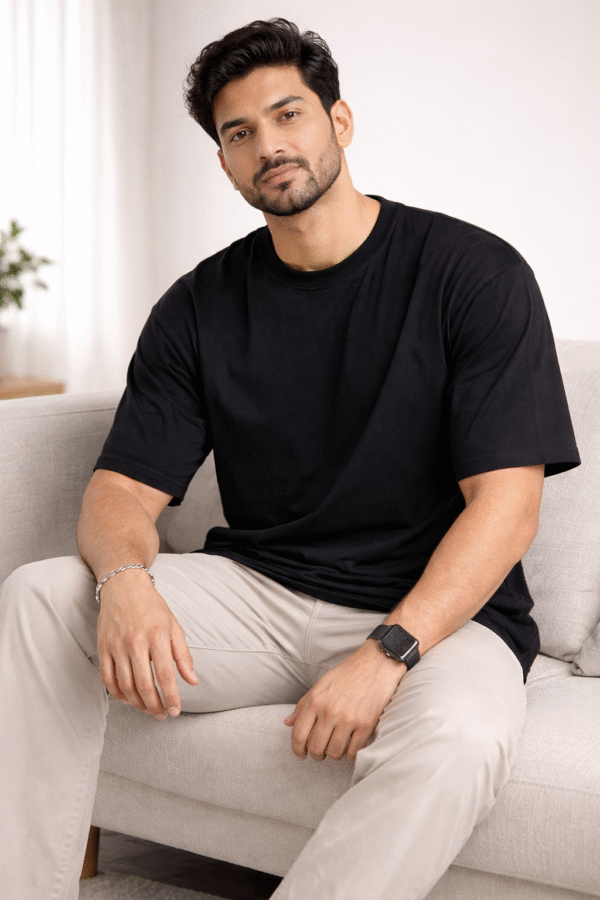 Black Plain Over Sized Tshirt