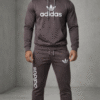 Charcoal Brown Sports Hoodie Tracksuit Set