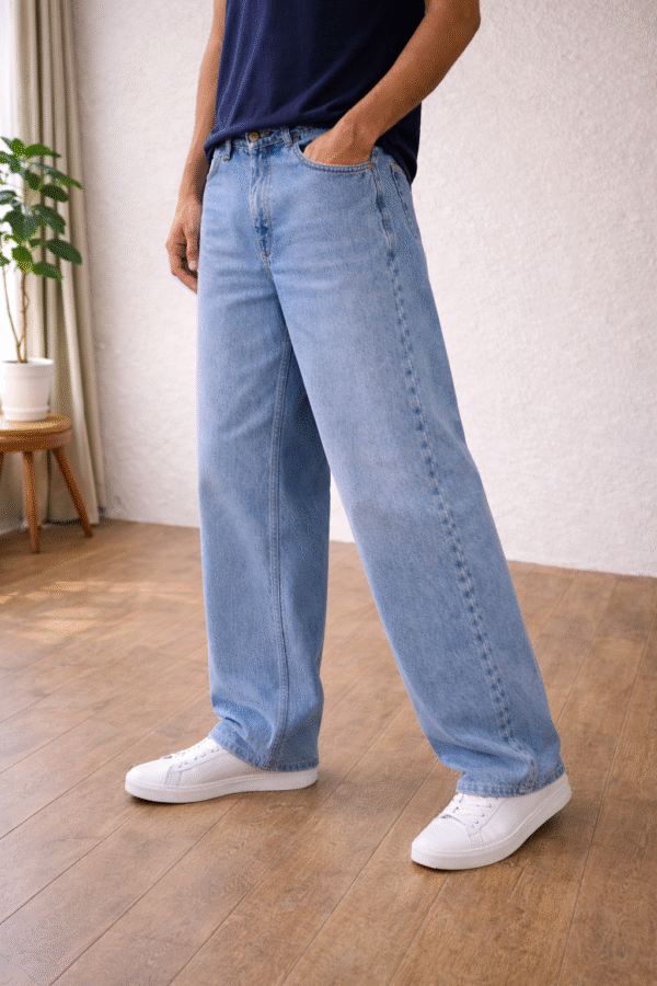 Light Blue Shade Straight Fit Men's Jeans