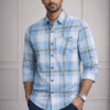 Sky Blue Casual Check Full Sleeve Shirt