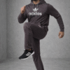 Charcoal Brown Sports Hoodie Tracksuit Set