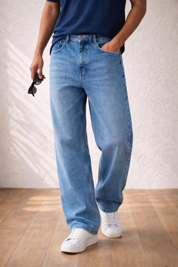 Light Blue Shade Straight Fit Men's Jeans