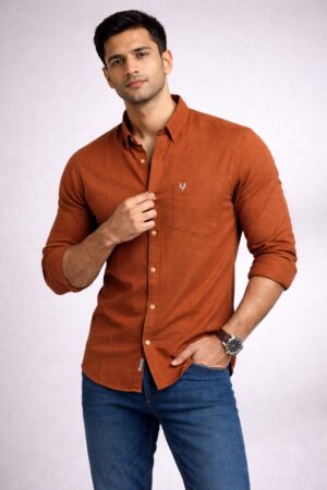 Rust Brown Plain Shirt