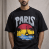 BLACK PARIS DROP SHOULDER T-SHIRTS
