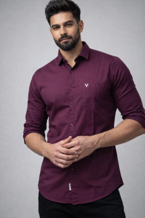 Wine/Burgundy Plain Shirt