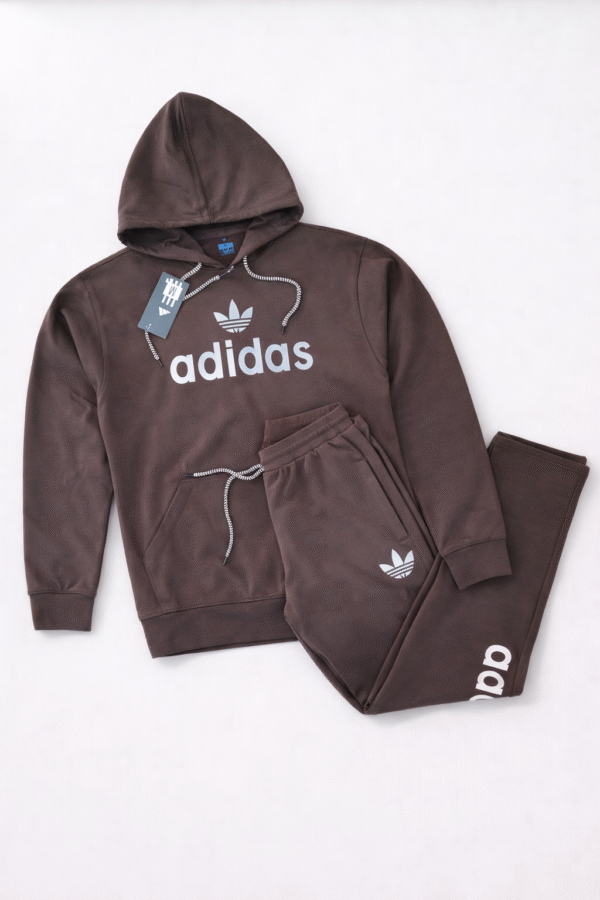 Charcoal Brown Sports Hoodie Tracksuit Set