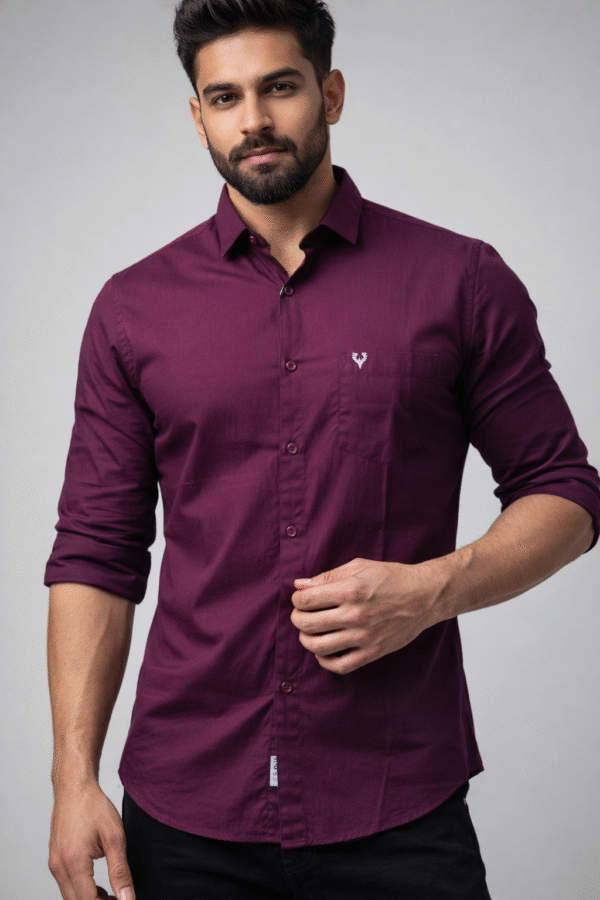Wine/Burgundy Plain Shirt