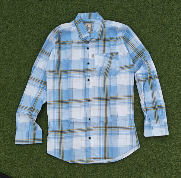 Sky Blue Casual Check Full Sleeve Shirt
