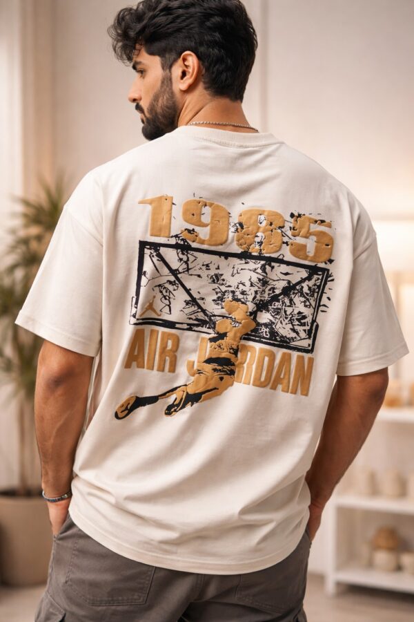 Cream/Off-White Printed Drop-Shoulder Tshirt