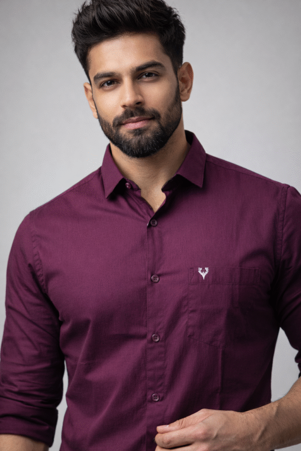 Wine/Burgundy Plain Shirt