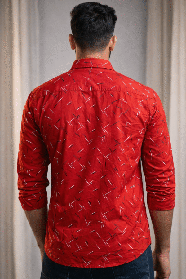 Red Printed Full Sleeve Shirt