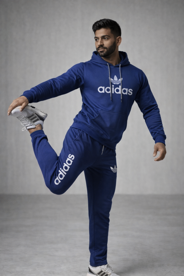 Deep Navy Blue Sports Hoodie Tracksuit Set