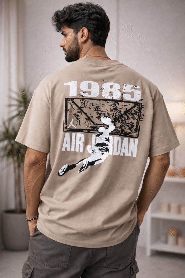 Beige/Sand Printed Drop-Shoulder Tshirt