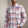 Peach Casual Check Full Sleeve Shirt