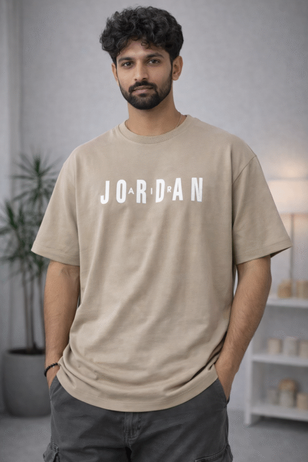 Beige/Sand Printed Drop-Shoulder Tshirt