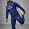 Deep Navy Blue Sports Hoodie Tracksuit Set