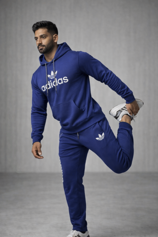 Deep Navy Blue Sports Hoodie Tracksuit Set