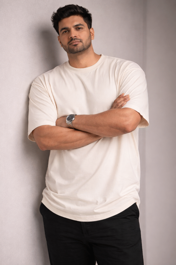 Off-White Cream Plain Over-Sized Tshirt